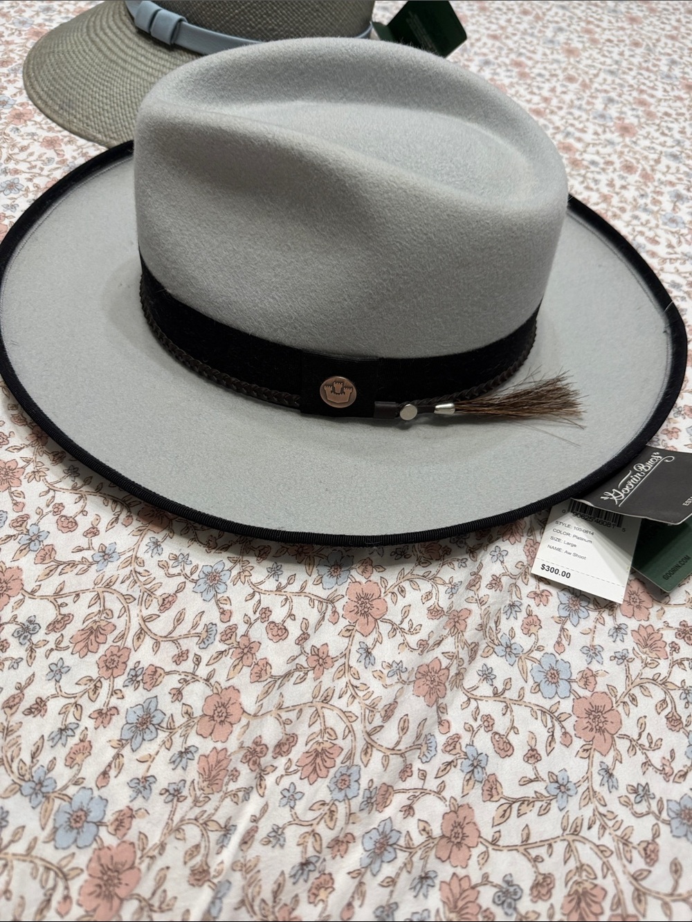 Goorin Bros “Aw Shoot” Wool Felt Ranch Hat with Black Band - Light Gray NWT